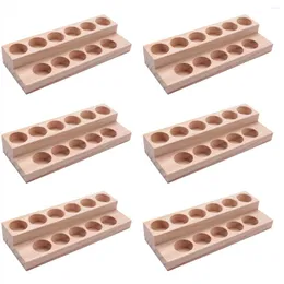 Jewelry Pouches 6X 11 Holes Wooden Essential Oil Tray Handmade Natural Wood Display Rack Demonstration Station For 5-15Ml Bottles