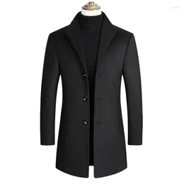 Herren Trenchcoats Herren Wollmantel Winter Dicke Wolle Männer Klassischer fester männlicher Mantel Mode Umlegekragen und Jacken