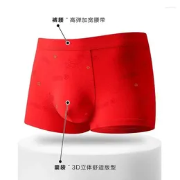 Cuecas costurando modal roupa interior boxer shorts grande vermelho confortável respirável boxers de casamento homem uma obrigação para homem resistente