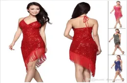 2018 Latin Dance Dress Women RedrosablackBlue Sex Cha Charumbasambatango Dance Kjol Tassel Sequin Vestido de Baile Latino D2321368