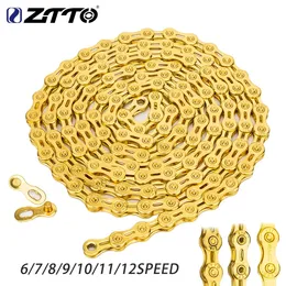 ZTTO MTB Rower Rower Gold łańcuch 678s 9S 10S 11s 12s Speed ​​Universal Wysoka jakość trwały prąd z brakującym linkiem 231221