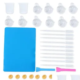 Moldes Sile Epoxy Kits Resina Moldes Ferramentas com Dispense Cup Medida Mat Dedo Manga Stir Bar DIY Artesanato Acessórios Drop Deli Dhgarden Dhecp