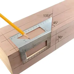 Uppsättningar 2W#aluminiumlegering Träbearbetning Scriber T Ruler 45/90 Degrees Square Angle Ruler Multifunktionell vinkelfördragarmätning