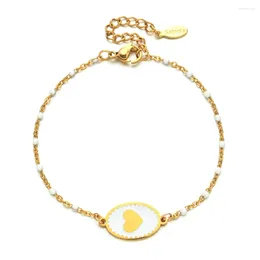 Bracelets de charme Zmzy Link Link Cadeia Corrente Bracelete de esmalte Aço inoxidável para mulheres Presentes de joias