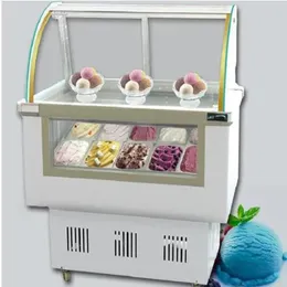 Machine 8 barrels / 12 boxes Green&Health glass door commercial gelato display case ice cream dipping cabinets with best freezer