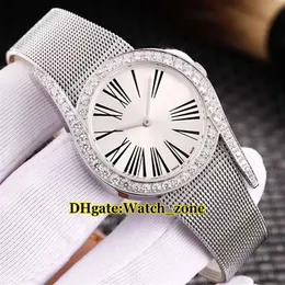 Limelight Gala 32 мм G0A41212 Швейцарские кварцевые женские часы с белым циферблатом и бриллиантовым безелем Сапфировое стекло Серебристый стальной сетчатый ремешок Lady New Wat310E