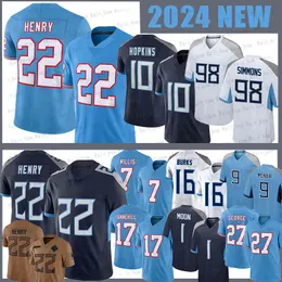 Großhandel 22 Derrick Henry Football Jersey DeAndre Hopkins Malik Willis Jeffery Simmons Treylon Burks Eddie George Steve McNair Ryan Tannehill Peter Skoronski Ohr