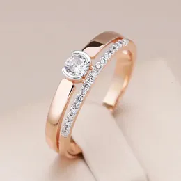 Kinel Luxury Natural Zircon Rings for Women 585 Rose Gold Silver Color Mix Seting Slim Design Daily Bride Wedding Jewelry 231221