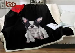 Beeddingoutlet French Bulldog Sherpa بطانية لطيفة جرو فروي بطانية بالون حمراء رمي بطانية الكارتون الكلب الفخمة سرير Koce 203344454