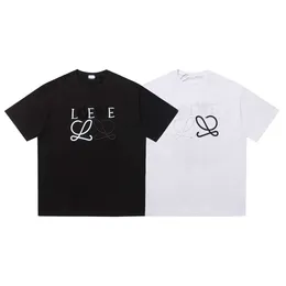 Designer Luxury Loes Classic 2023ss summer new contrast embroidery cotton loose men's and women's short sleeve T-shirt