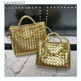 Borsa Andiamos Bottegaaveneta vera pelle 7a spalla tessuta Lady bobina borsetta piccola corda di metallo una corda di metallo un portatile ad alta capacità 3uhe femminile