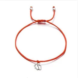 Braccialetti di desiderio della famiglia dei piedi doppi adorabili del lotto 20pcs fascini semplici della stringa rossa Gift296D