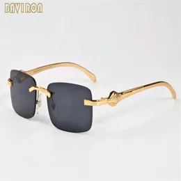 2020 Novos óculos de sol da moda masculina Os óculos de sol sem borda masculinos de búfalo de búfalo com caixas Lunettes Gafas de Sol253s