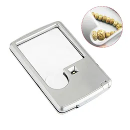 3X 6X Mini Credit Card Led Magnifier Louver with Light Leather Case Magnifying Glass Ultra thin Portable Square with Led Light 231221