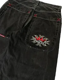 Y2K Letter Embroidered JNCO Jeans Hip Hop Baggy Jeans Black Pants Men Women Harajuku Fashion High Waist Wide Leg Trousers 231220