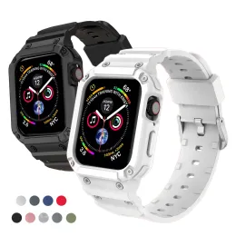 Caso para Apple Watch Band 44mm 45mm 49mm 42mm Relógio cinta para iwatch9 7 8 6 5 4 se TPU Proteção Ultra 49mm Silicone Bracelet