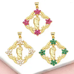 Ожерелья с подвесками OCESRIO, модные многоцветные кристаллы со звездой Девы Марии для ожерелья, медные позолоченные принадлежности для изготовления ювелирных изделий Pdtb448