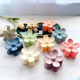 Hair Clips & Barrettes 2021 Korean Large Strong Holder Blue Flower Elegant Frosted Hair Claws Pink Clip Claw Hairdressing Tool Access Dh70J