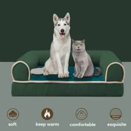 Cama para cachorro de estimação, sofá, canil, quadrado, ninho de gato, inverno, esponja quente, almofada, sofá-cama, pode ser lavado na máquina, quatro estações, universal 231220