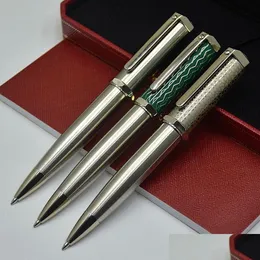 Ballpoint Pens Wholesale Limited Edition Santos-Dumont Pen عالي الجودة Sier Black Metal Ball كتابة Smooth Office School Supplies Dhuz3