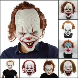 Máscaras 9Styles Halloween Mask Silicone Movie Stephen King's 2 Joker Pennywise Mask Full Face Horror Clown Cosplay Prop Party Masquerad