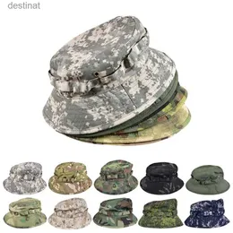 Wide Brim Hats Bucket Hats 2023 new Style Bucket Hat Boonie Hunting Outdoor Wide Brim Camo Sun Men Cap Military Tactics Fishing Bucket Hat Cowboy CapL231221