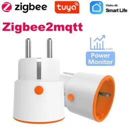 Plugs Smart Power Plugs Tuya ZigBee 3.0 Plug 16A EU Outlet 3680W Meter Fernbedienung Arbeit mit Zigbee2MQTTT und Home Assistant Hub 2211