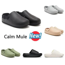 2024 designer slippers slide for men women calm mule goes all black oil green light smoke grey platform sandals black sail outdoor mens slides flip flop boston clogs