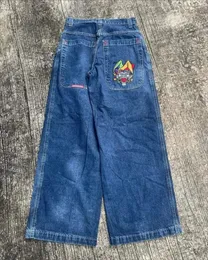 Tendenze della moda europea e americana Clown Jeans ricamati Uomo Y2k Street Hip Hop Punk Plus Size Jeans larghi casual unisex 231220