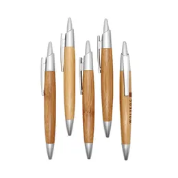 Новый стиль Bamboo Wood Advertising Pen Ballpoint Pen Office School School Stationery Ball Pens может настроить логотип