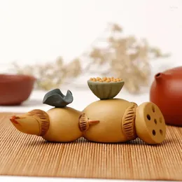 Tea Pets Purple piasek Pet Lotus Root Teapot Top Holder Pen Decoration Boutique Cayming Tray Yixing