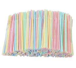 200 pezzi di cannuccia in plastica da bere in plastica 8 pollici a strisce multicolorate a strisce usa e getta a strisce multipla paglia arcobaleno multipla 8861982