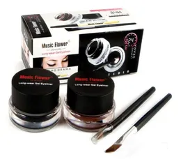 Music Flower 1007 Lasting Drama Gel Eyeliner 2color black brown 2 in 1 with brush set4967911