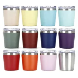 Tumbler de leite de 8 onças de aço inoxidável copo copo copo com tampas mini isoladas para copos de copos de leite de smoothie a granel 1222