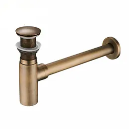 Drains Luxury Bottle Trap Brass Round Siphon Oil Rubbed Bronze Black PTRAP Bathroom Vanity Basin Pipe Waste With Pop Up Drain