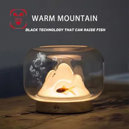 Warm Mountain Night Light Nacht Nacht Desktop Tischlampe Schwarze Technologie Luminöser Fischtank Blumendekoration Juwely einzigartiges Geschenk2850