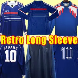 Uzun Kollu Frence Retro Futbol Forması Zidane Henry Givash Djorkaeff Evden uzak futbol gömlek 84 86 88 90 1998 1984 1985 1986 1988 1989 1990 98 18 19 Şampiyon