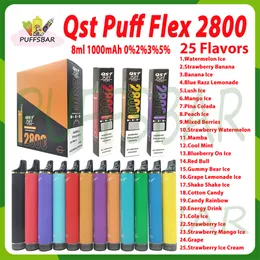 Аутентичный QST Flex 2800 Puff Ondosable Vape Concentration 0% 2% 3% 5% 850 мАч батарея 8 мл 25 вкуса