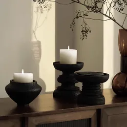 Candle Holders Modern Nordic Style Candles Apartment Aesthetic Vase Black Candlestick Pedestal Living Room Velas Y Soportes Decorations