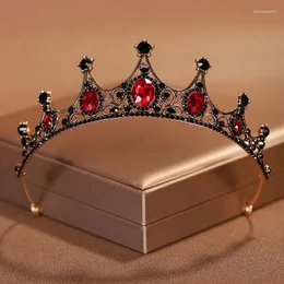 Saç klipleri barok vintage siyah taç kadınlar için gotik düğün gelin aksesuarları tiaras rhinestone gelin pageant tiara başlık