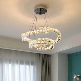 Moderno lampadario a cristallo K9 LED per sala da pranzo in acciaio inossidabile Lampada Lampada cucina Lustre Luminaire Ciondolo