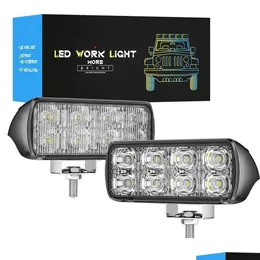 Barras de luz Luzes de trabalho 8 LED trabalha forte lâmpada brilhante com suporte de montagem ajustável Carro impermeável BB refletor fresco dro dhi5a