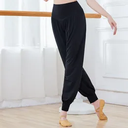 Stage Wear 2024 Adult Women Large Size Latin Dance Pants Lady Modern Trousers Black Yoga Practice Bloomers Harem