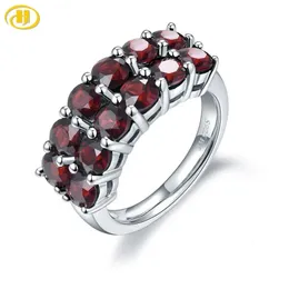 Bröllopsringar Hutang 4.2CT Natural Black Garnet Ring for Women 925 Sterling Silver Rings Red Pomegranate Gemstone Fine Jewelry Christmas Gift 231222