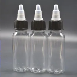 Yeni 60ml Clear şişeler 2oz Pet Gaga Şişeleri ELIQUID 60 ML 1000 PCS Siyah Beyaz Kapaklı KWVPP