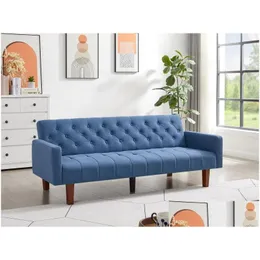 Living Room Furniture Factory Tufted Back Sofa Mid-Century Convertible Bed For Blue Drop Delivery Home Garden Dhehf