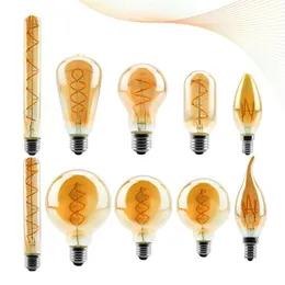 المصابيح LED خيوط اللمبة C35 T45 ST64 G80 G95 G125 SPORAL LIGHT 4W 2200K RETRO VINTAGE LAMPS DISCITITION EDISON LA265G