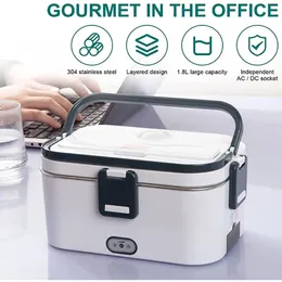 1.2L 1.8L Electric Lunch Box Meal Pot Stainless Steel Portable Lunchbox Thermal Car Food Heated Camping Bento For Women Kids Bag 231221