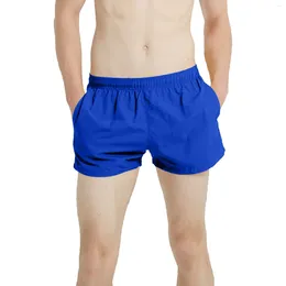Shorts masculinos Spring e verão coloras sólidas cordas rápidas secagem calça de praia respirável tronco de natação casual