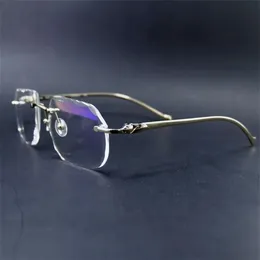 Diamond Cut Gereeglasses Frame Clear Carter Rimless Eye Glasses Frame för män och kvinnor Lyxiga glasögon Oculos EE Gau260J